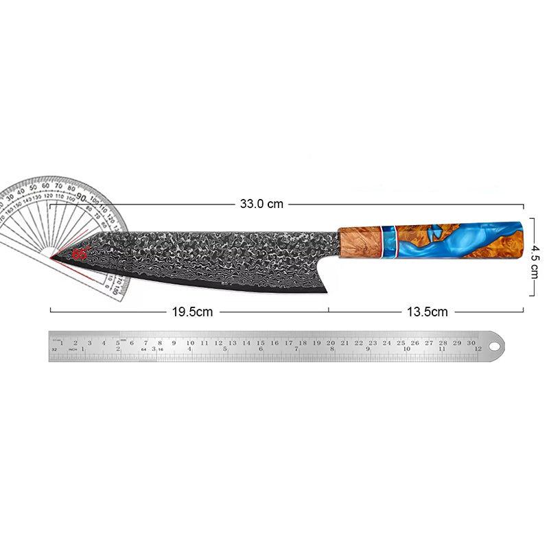 Serene Chef Knife with Exotic Olive Wood Burl & Resin Handle