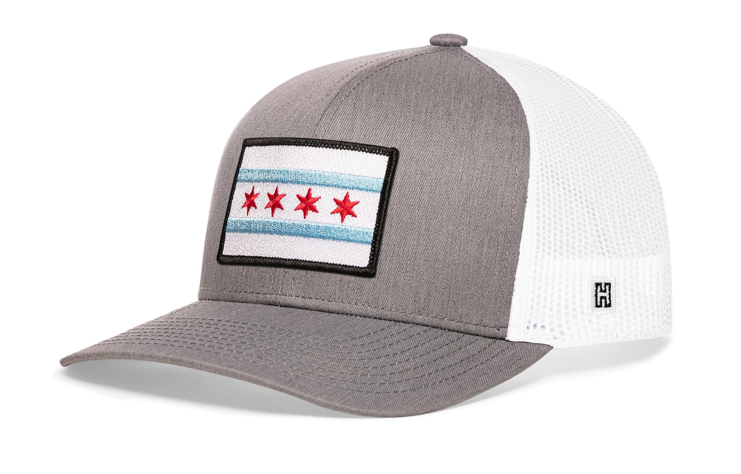 Chicago Flag Trucker Hat  |  Gray-White City Snapback