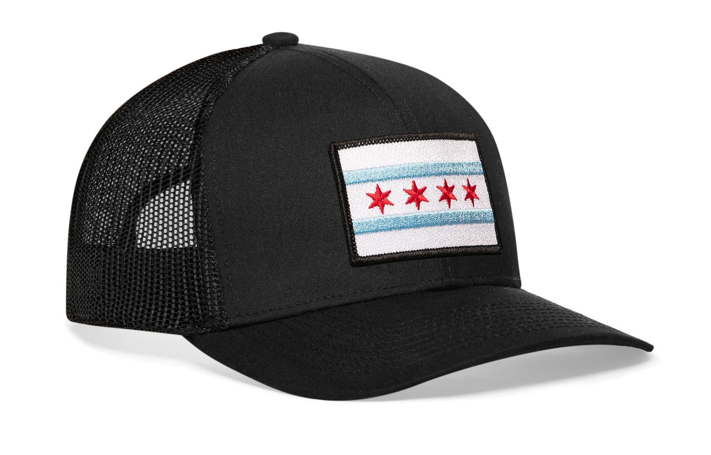 Chicago Flag Trucker Hat  |  Black City Snapback