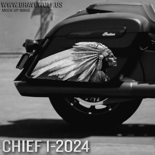 Chief 1-2024 (B&W) Saddlebag Decal Set for Indian Motorcycles