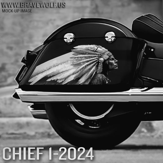Chief 1-2024 (B&W) Saddlebag Decal Set for Indian Motorcycles