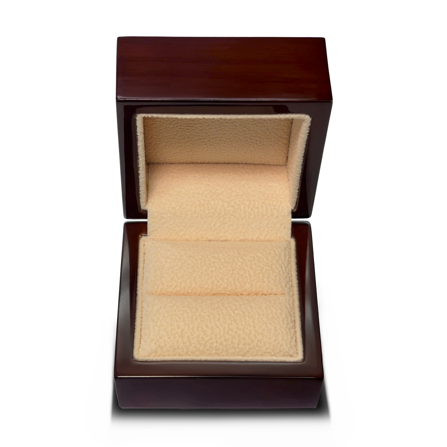 Double Heart Shaped Symbol Engraved Chocolate Dark Wood Personalized Wooden Wedding Ring Box