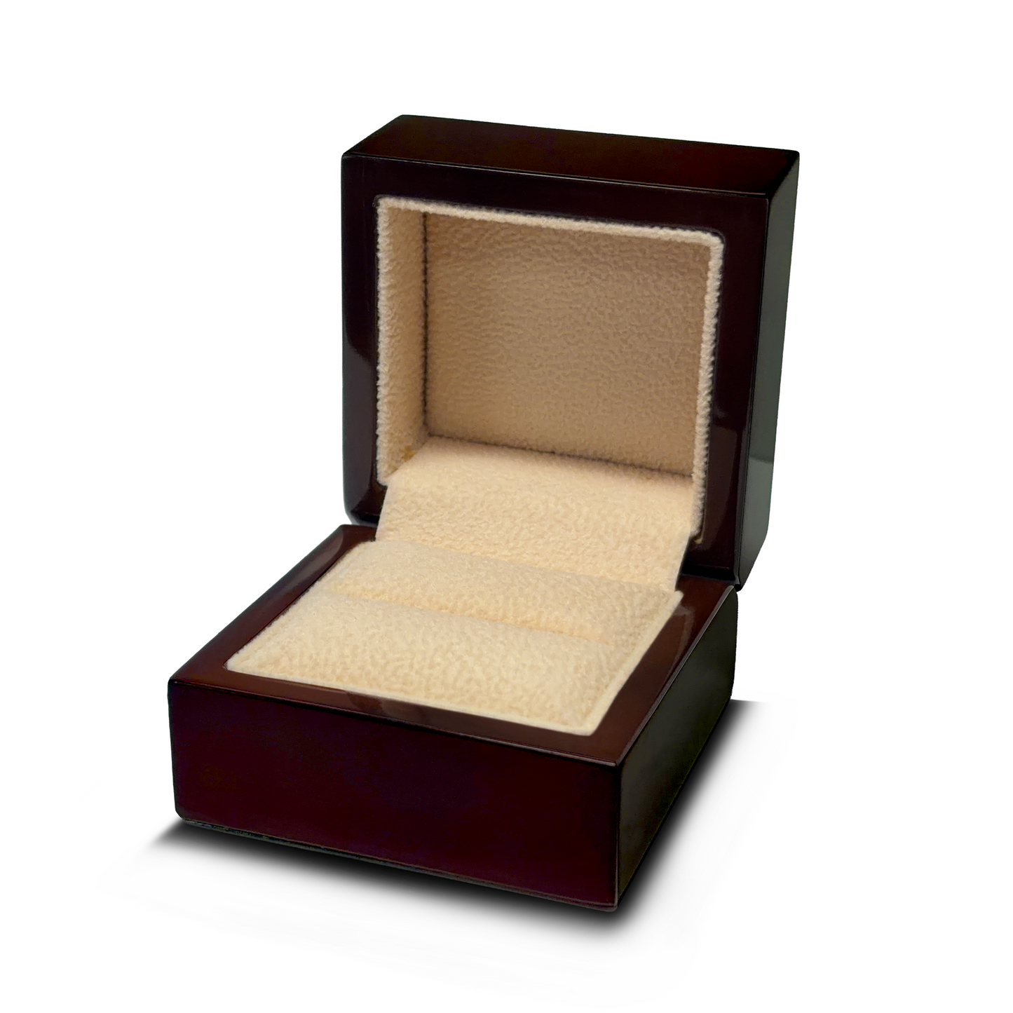 Double Heart Shaped Symbol Engraved Chocolate Dark Wood Personalized Wooden Wedding Ring Box