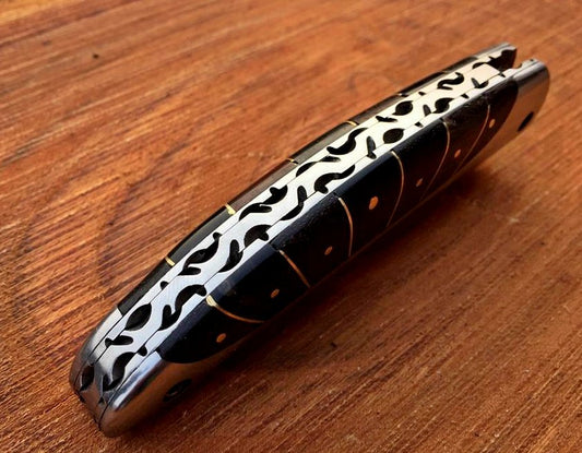 Everyday Carry Damascus Steel Pocket Knife - Buffalo Horn Charm