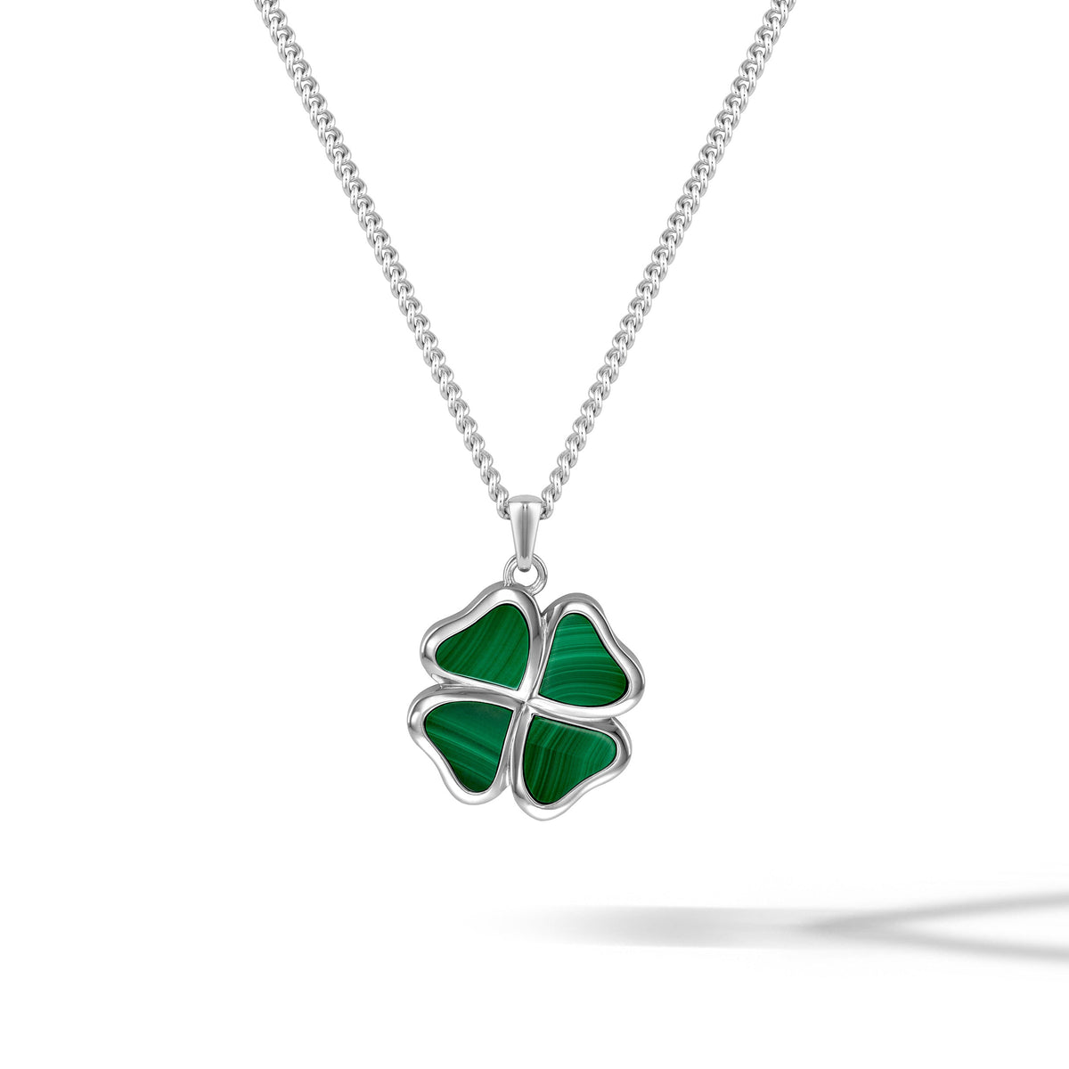 Clover Pendant - Silver Malachite