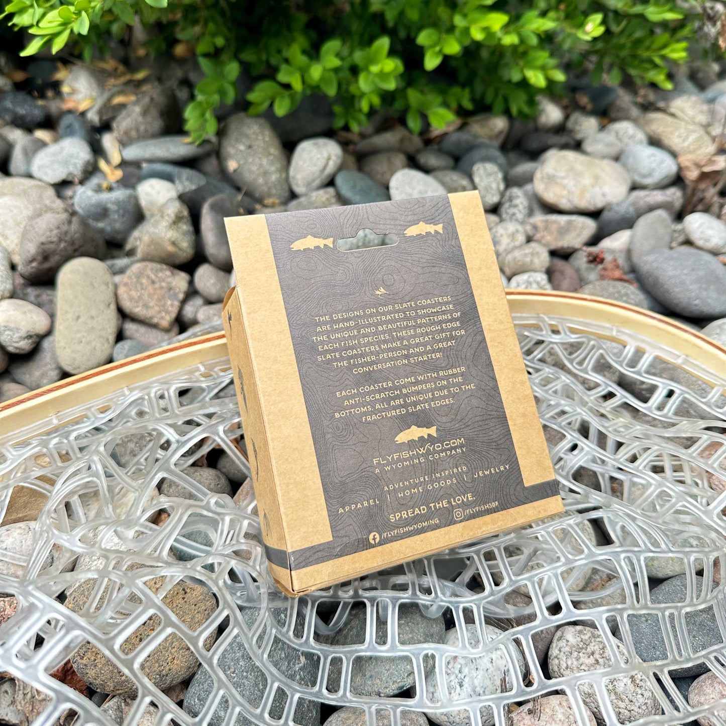 Trout Pattern Slate Coaster Sets