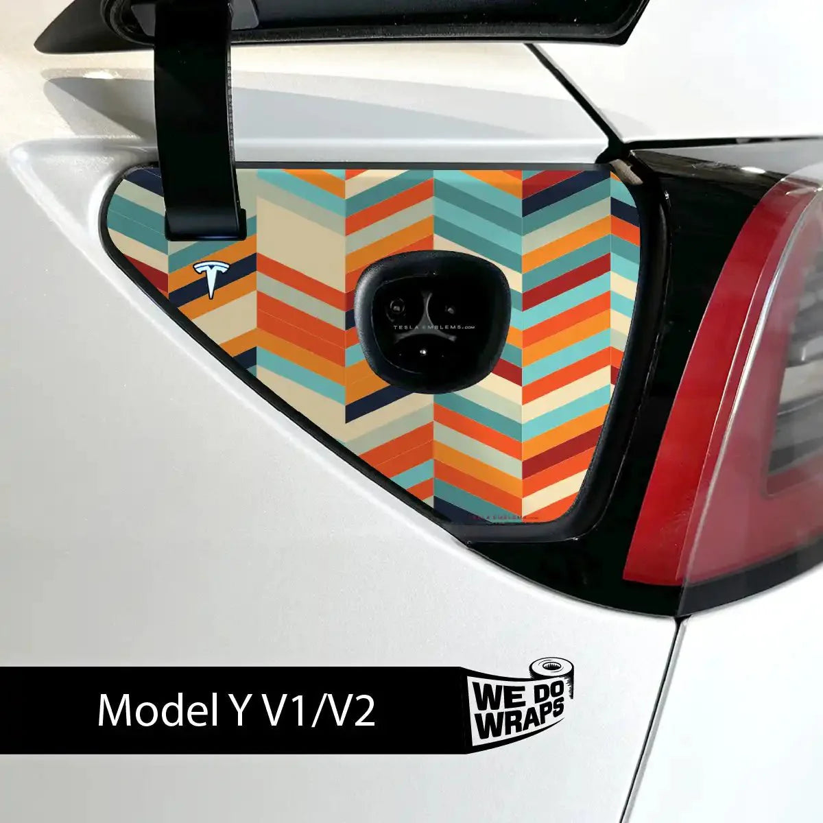 Colorful Herringbone Tesla Charge Port Wrap | Model Y