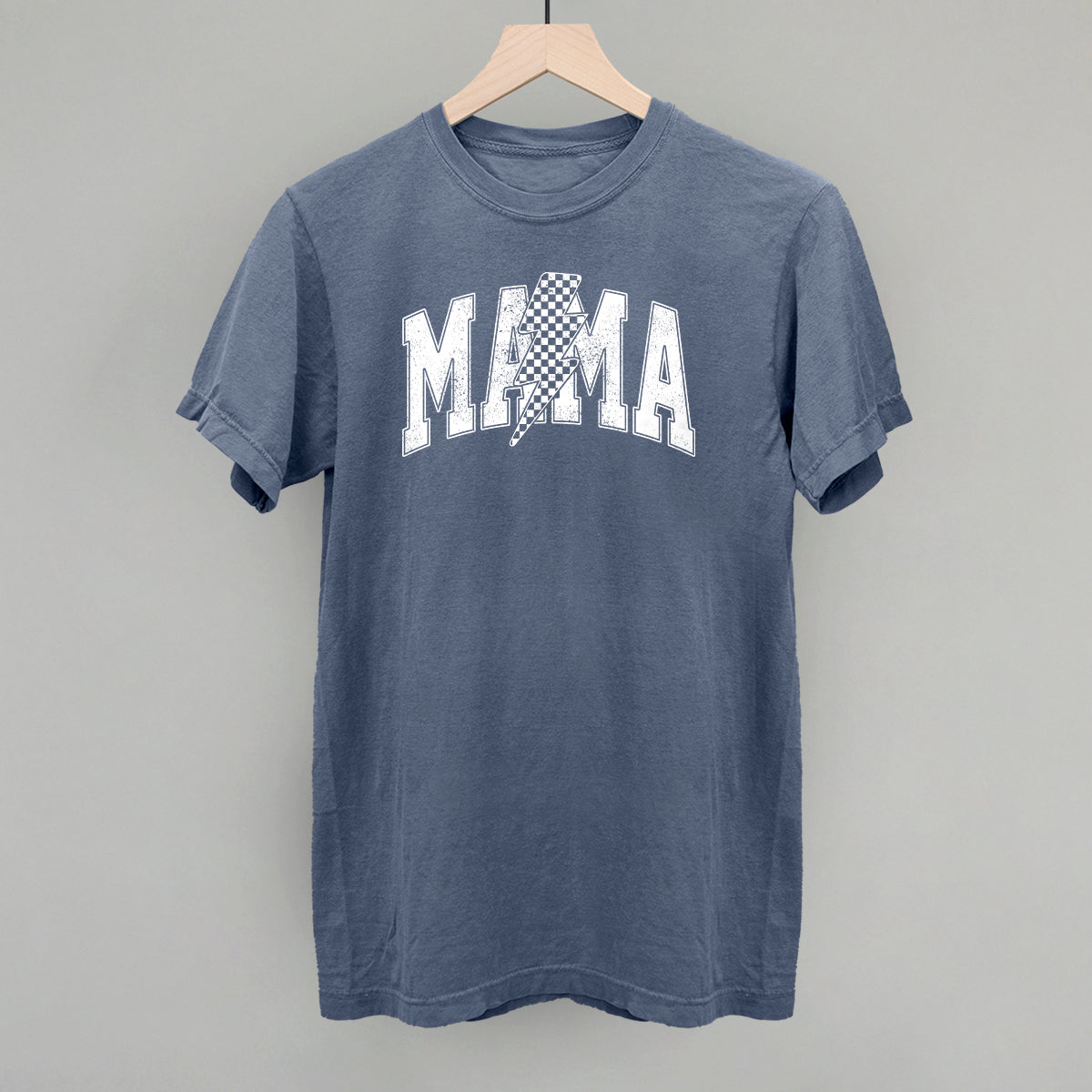 Mama Checkered Lightning Bolt Distressed