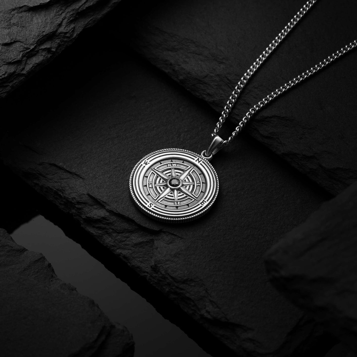 Compass Pendant - Sterling Silver