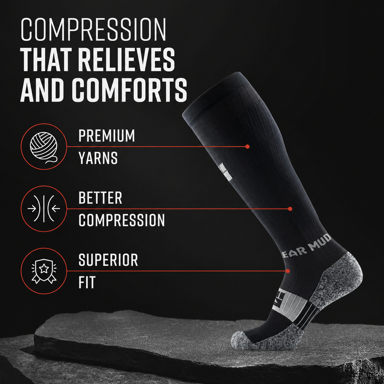 Tall Compression Socks (Black/Gray)