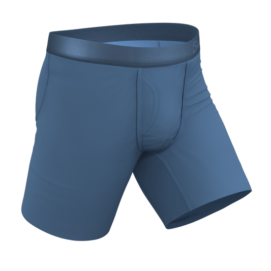 The Cool Cobalt | Slate Blue Long Leg Ball Hammock® Pouch Underwear With Fly