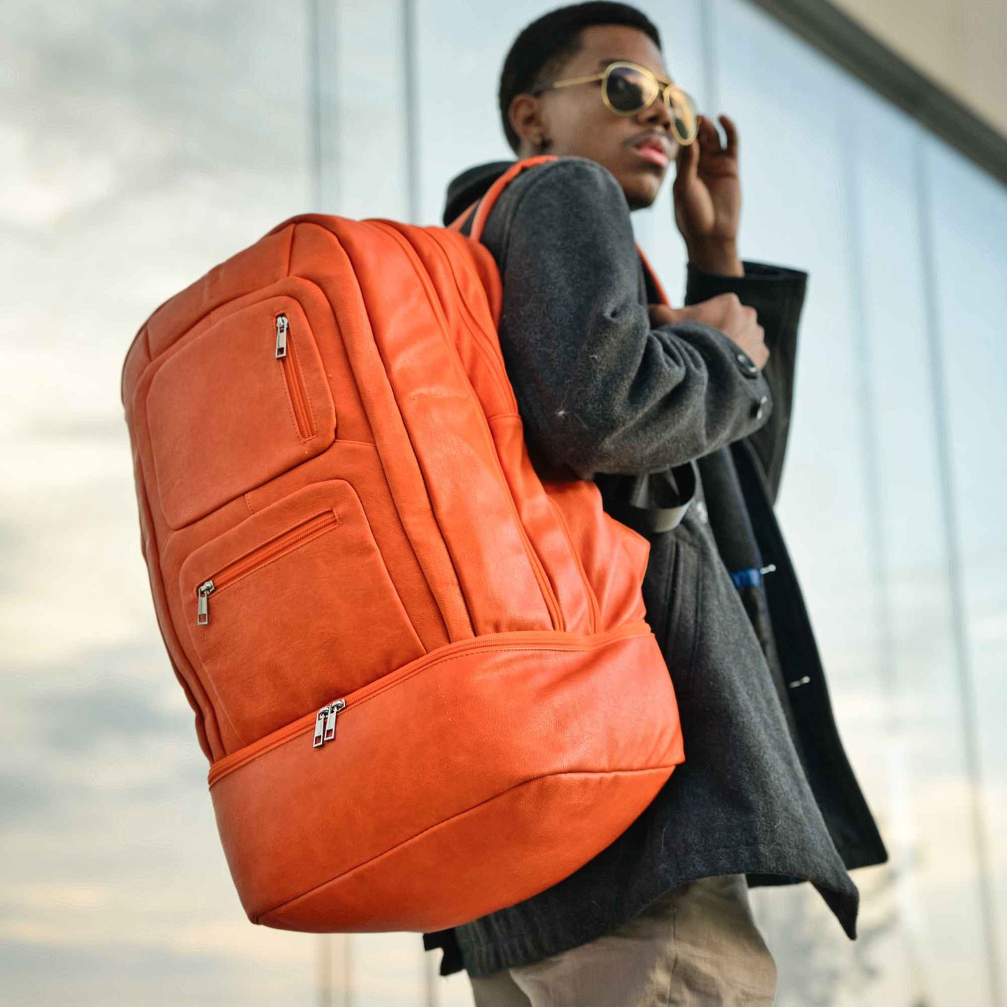 Orange Leather Patented Carry-On Backpack (Only 300 Made)