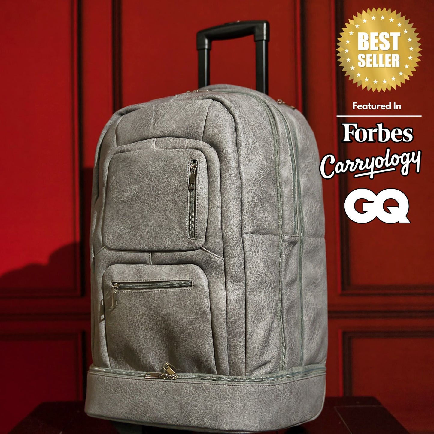 Grey Leather Carry-On Roller Bag (Only 150 Made)