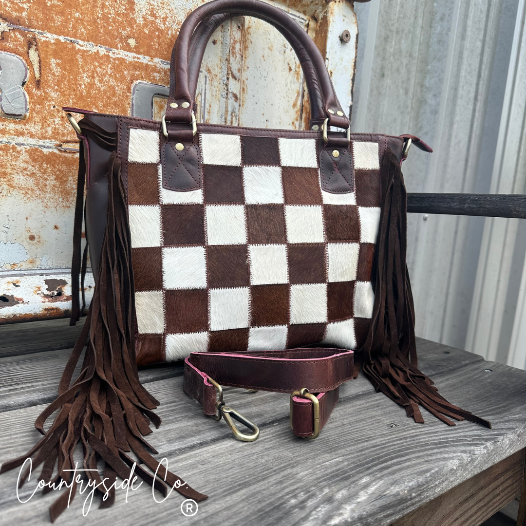 Canyon Check Cowhide Concealed Carry Purse