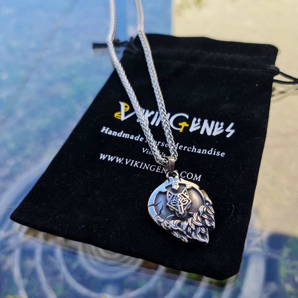 Norse Wolf Head Stainless Steel Necklace
