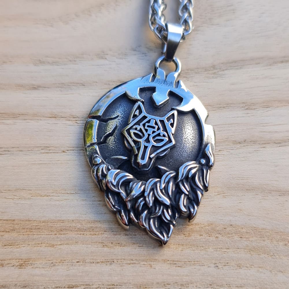 Norse Wolf Head Stainless Steel Necklace