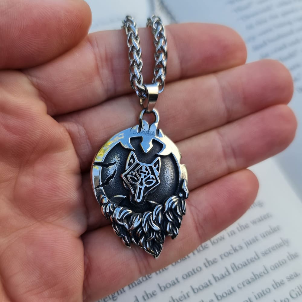 Norse Wolf Head Stainless Steel Necklace