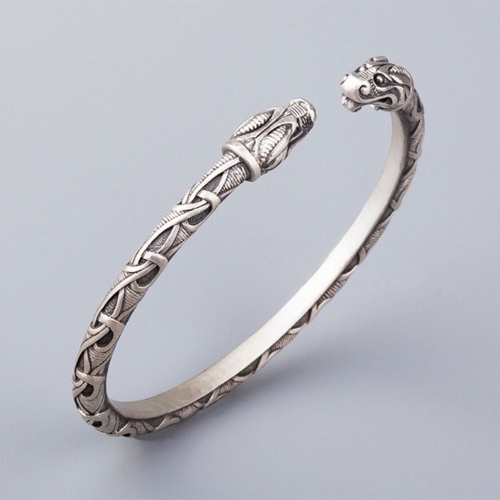 Sterling Silver Arm Ring With Dragon's Head