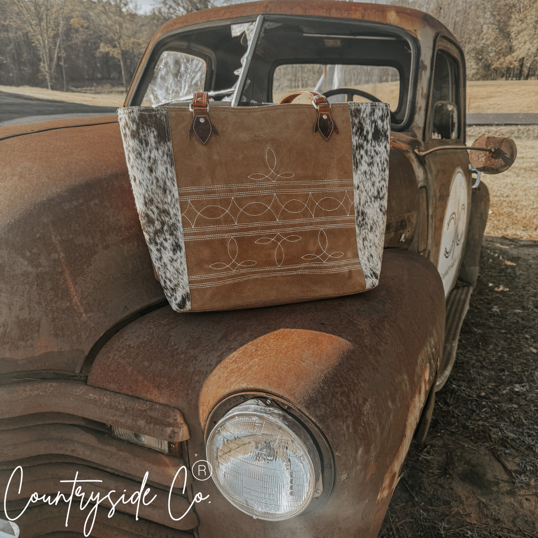 Durango Cowhide Boot Stitch Carry All Overnight Bag