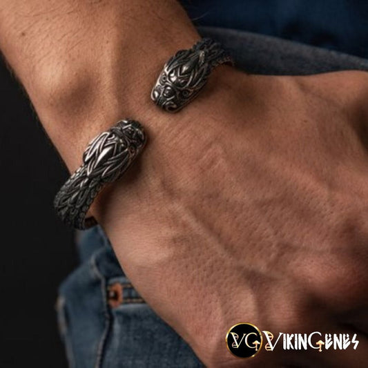Viking Arm Ring With Midgard Serpent Jormungandr's Heads