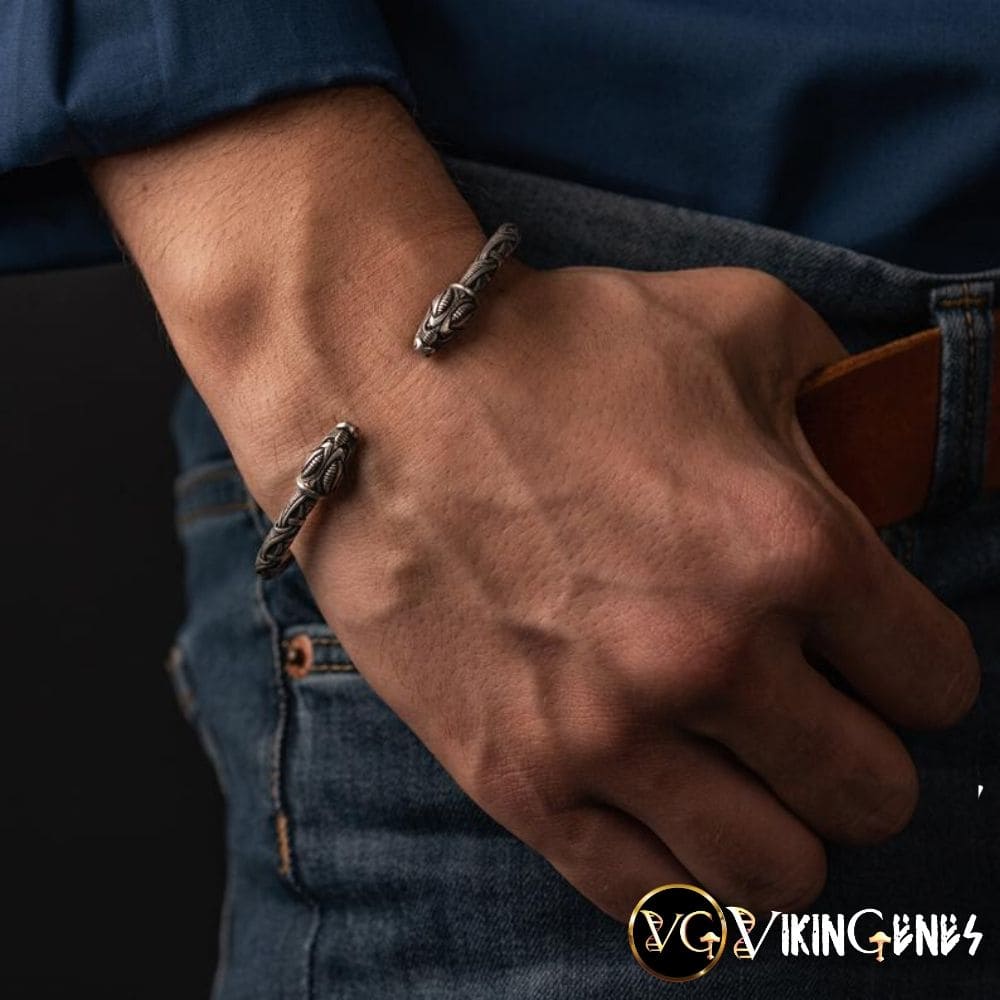 Sterling Silver Arm Ring With Dragon's Head