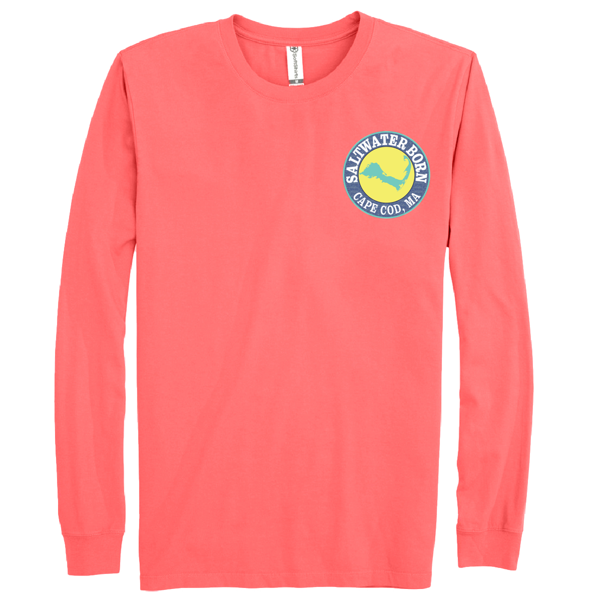 Cape Cod, MA Jaws Men's Cotton Long Sleeve Shirt