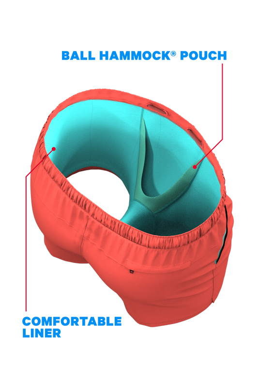 The Coral Reef | Coral And Aqua Ball Hammock® Pouch 5" Swim Trunks