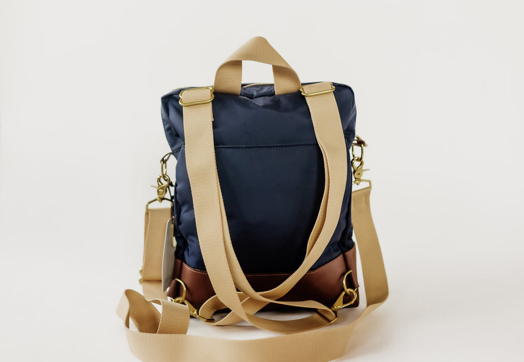 Corbin | Navy Nylon + Brown Leather