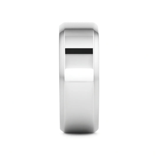 CORONAL Men’s Polished Finish Beveled Edges Titanium Wedding Ring with Raised Center - 6mm & 8mm