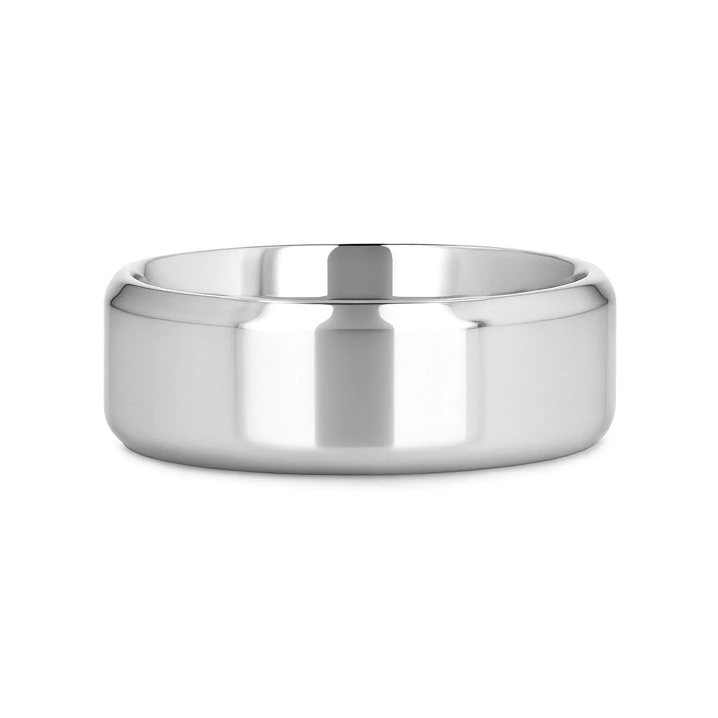 CORONAL Men’s Polished Finish Beveled Edges Titanium Wedding Ring with Raised Center - 6mm & 8mm
