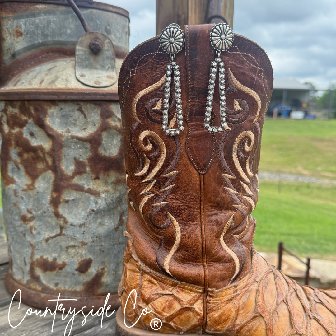 Navajo Dangle Statement Earrings Concho Accent