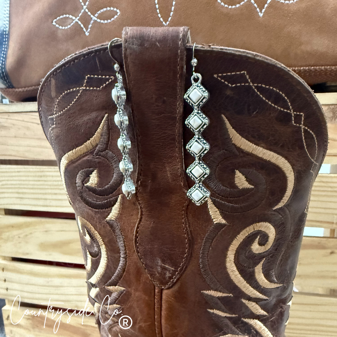 Princess Drop Earrings in Turquoise and White