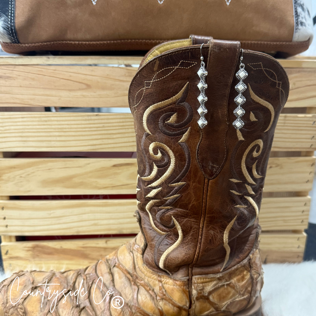 Princess Drop Earrings in Turquoise and White