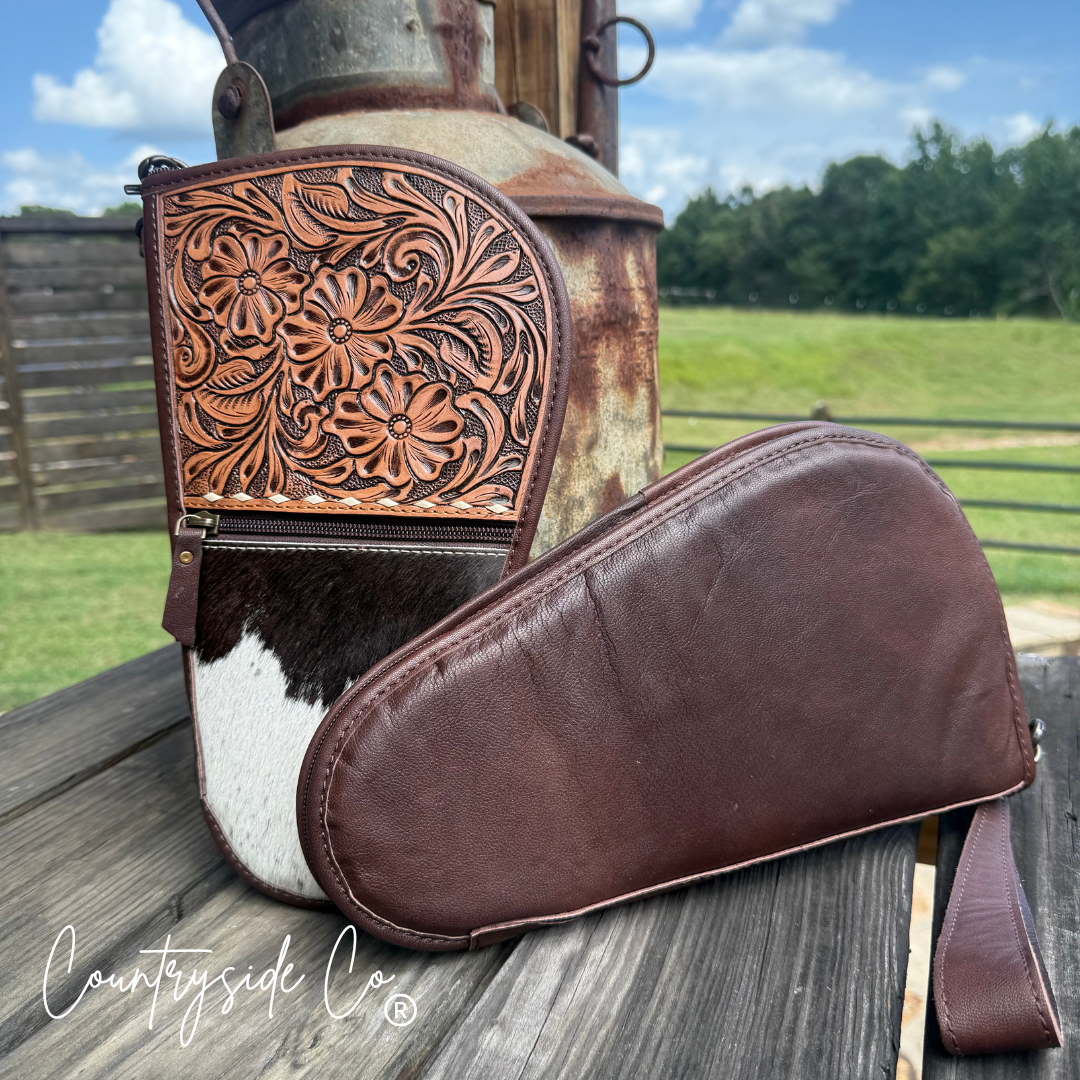 Yuma Cowhide and Tooled Leather 13" Carry Case