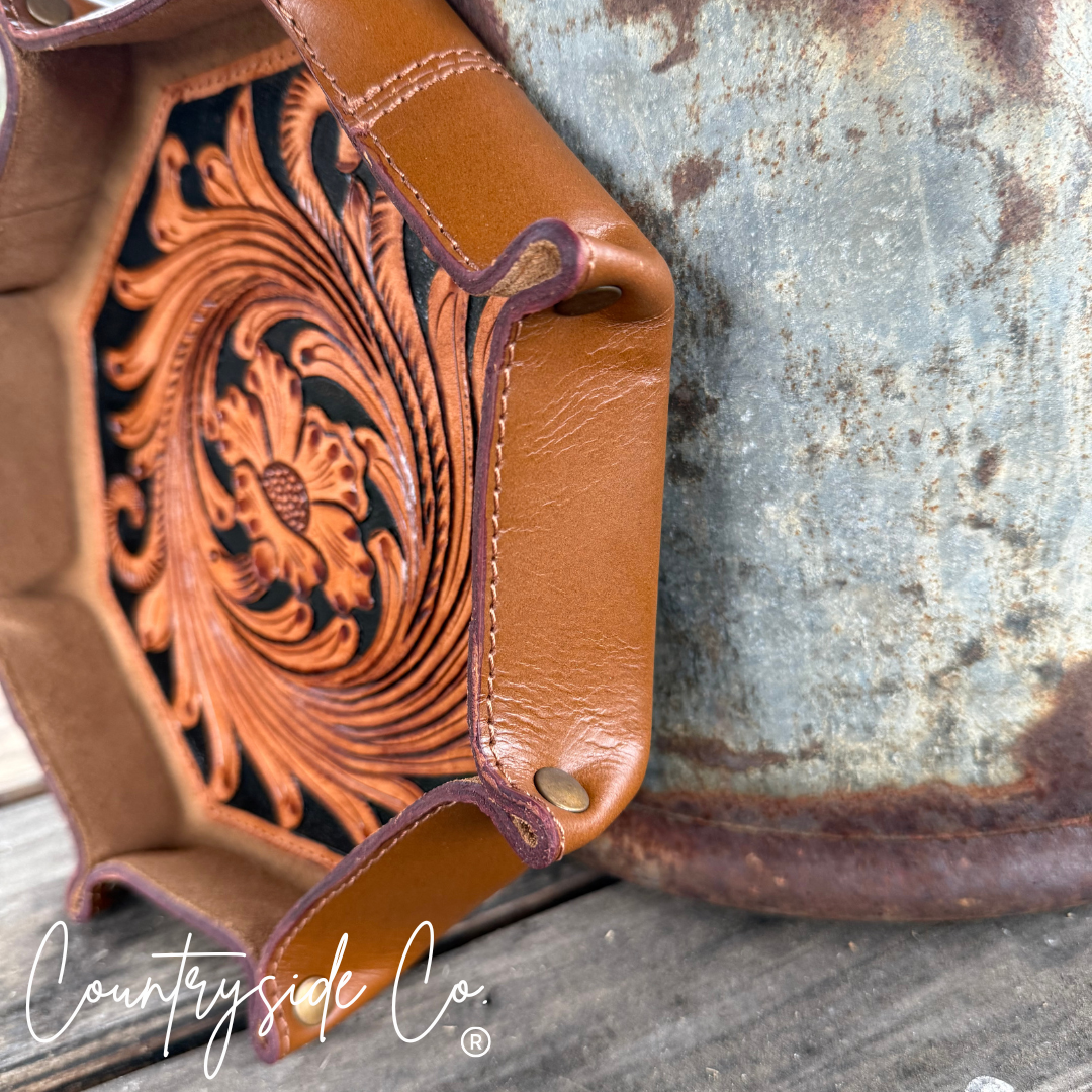 Tooled Leather Tray