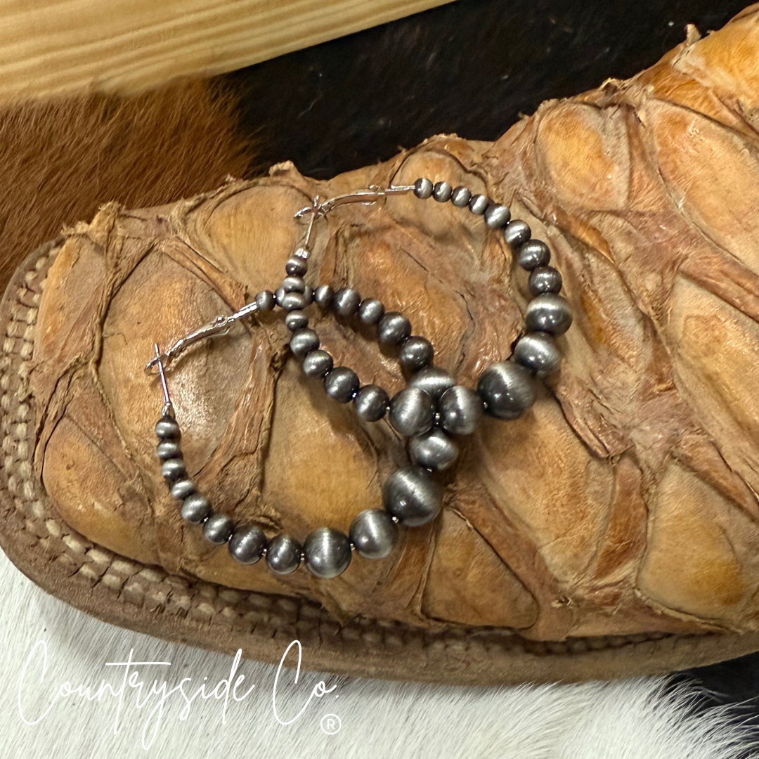 Western Bead Hoop Earrings