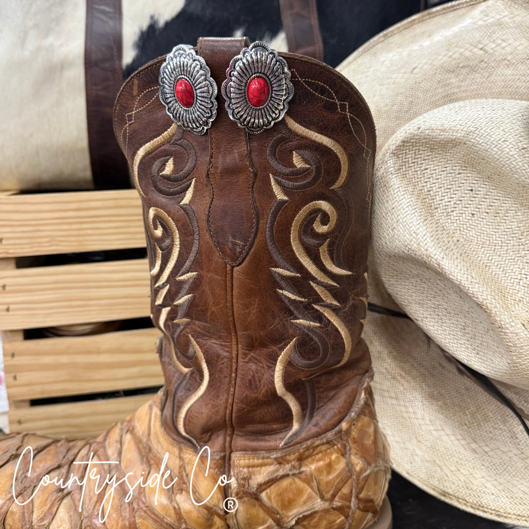 Concho Red Stone Earring