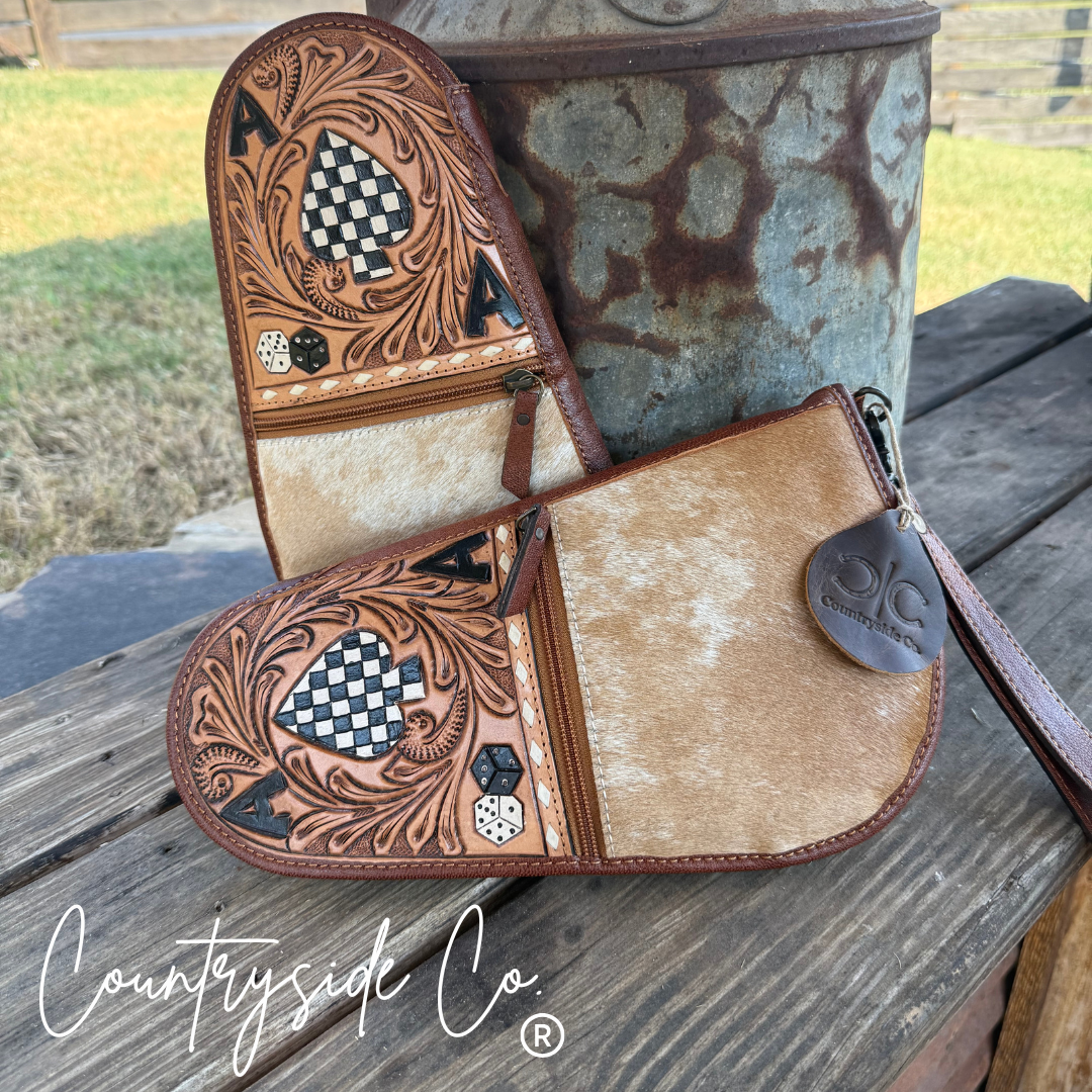 Mesquite Cowhide and Tooled Leather Carry Case