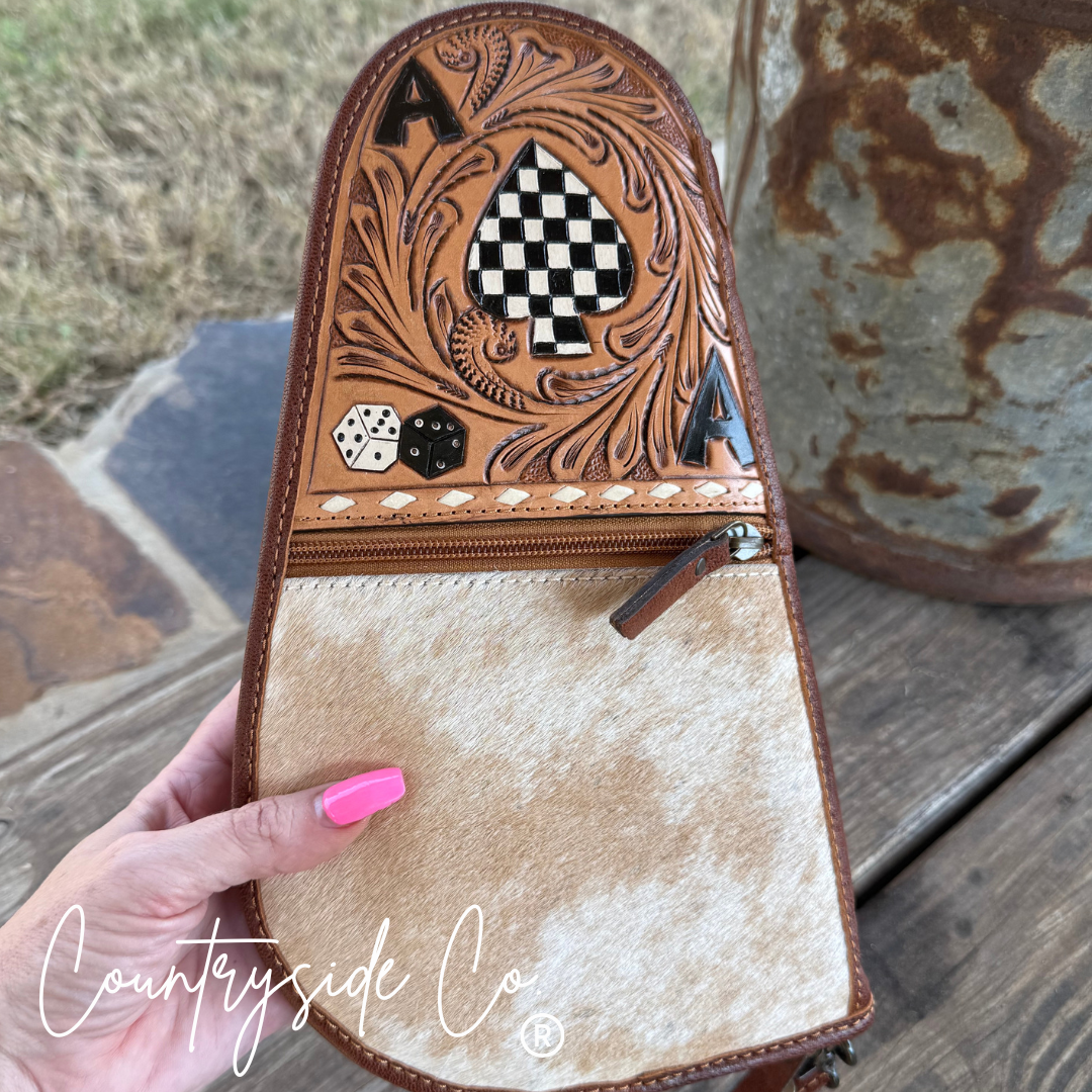 Mesquite Cowhide and Tooled Leather Carry Case