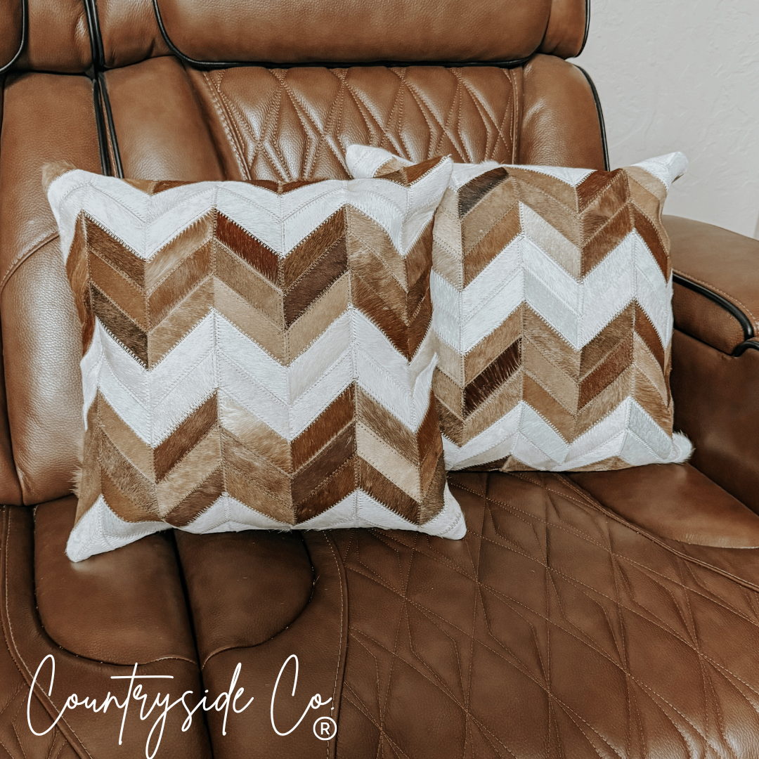 Chevron Cowhide Throw Pillow Cover