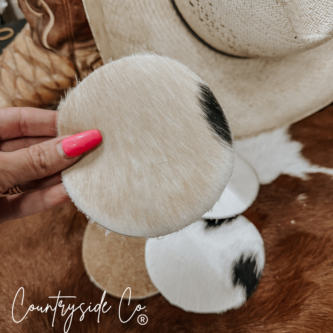 Cowhide Coaster Set