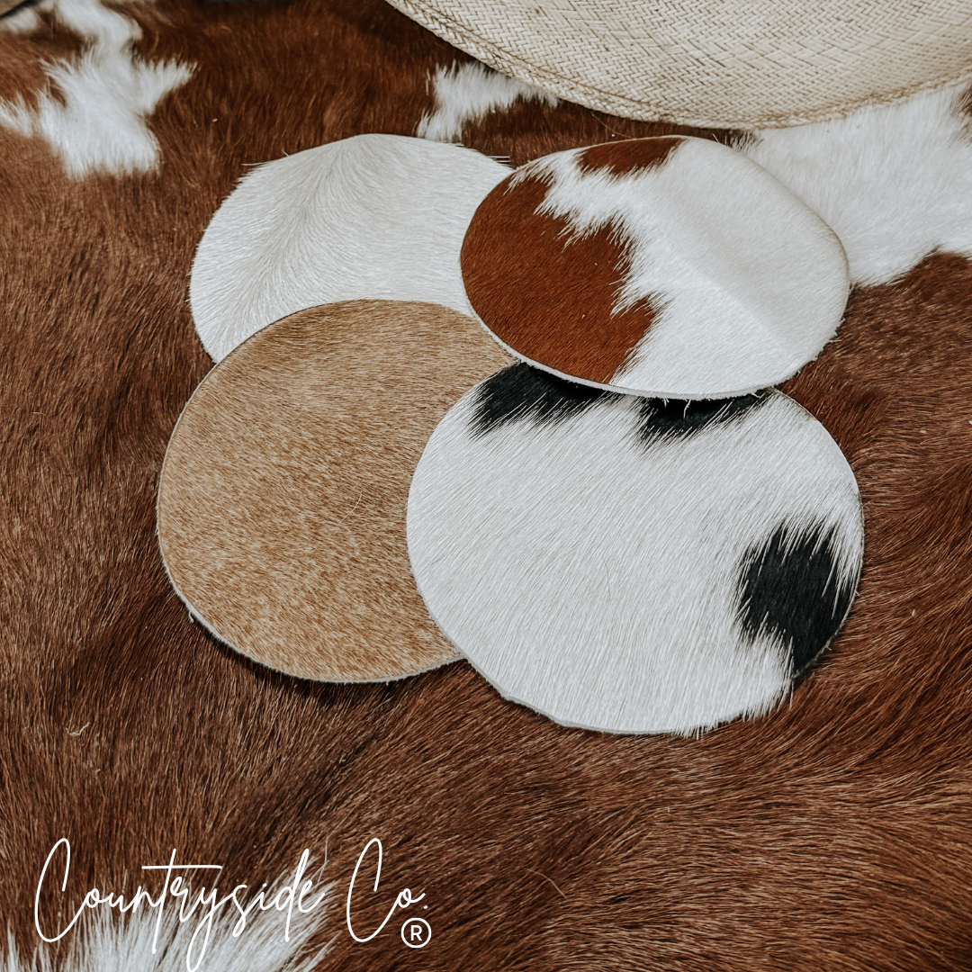 Cowhide Coaster Set