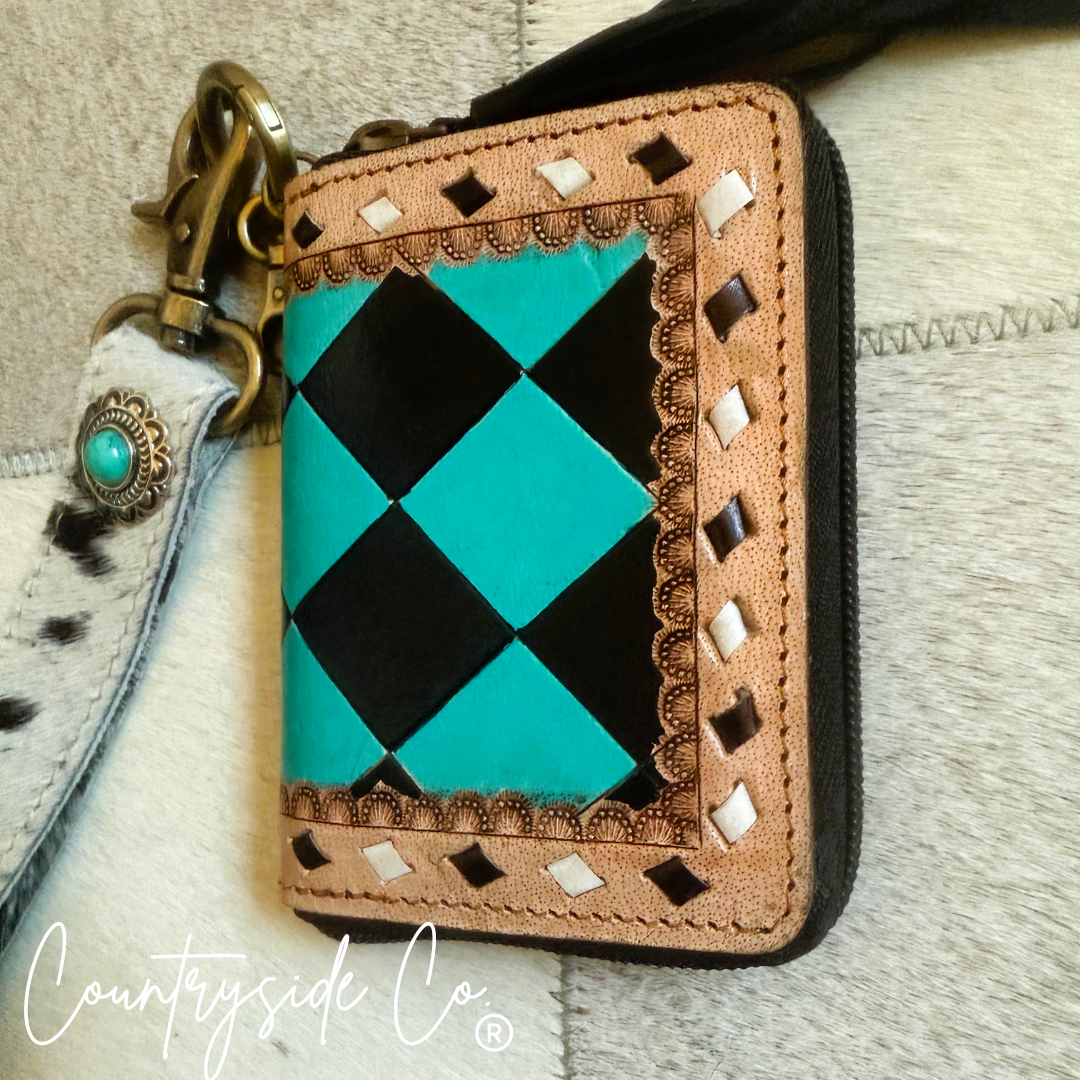 The Tag Along Checkered Mini Wallet Keychain