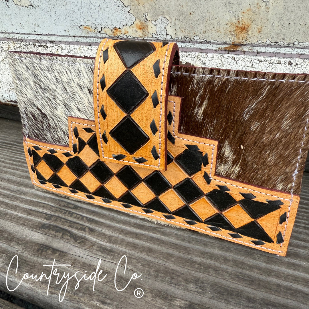 High Plains Checkered Cowhide Wallet