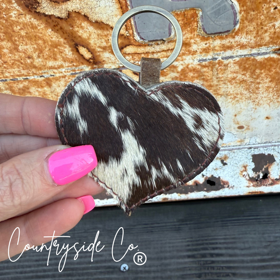 Heart Cowhide Keychain