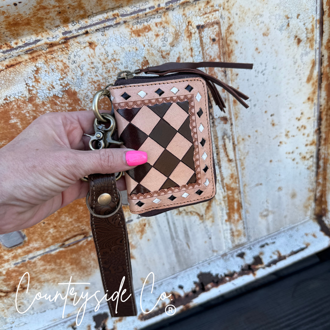 The Saddle Bum Checkered Mini Wallet Keychain