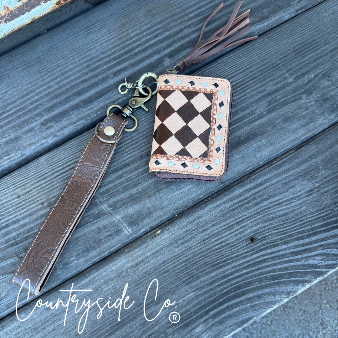 The Saddle Bum Checkered Mini Wallet Keychain