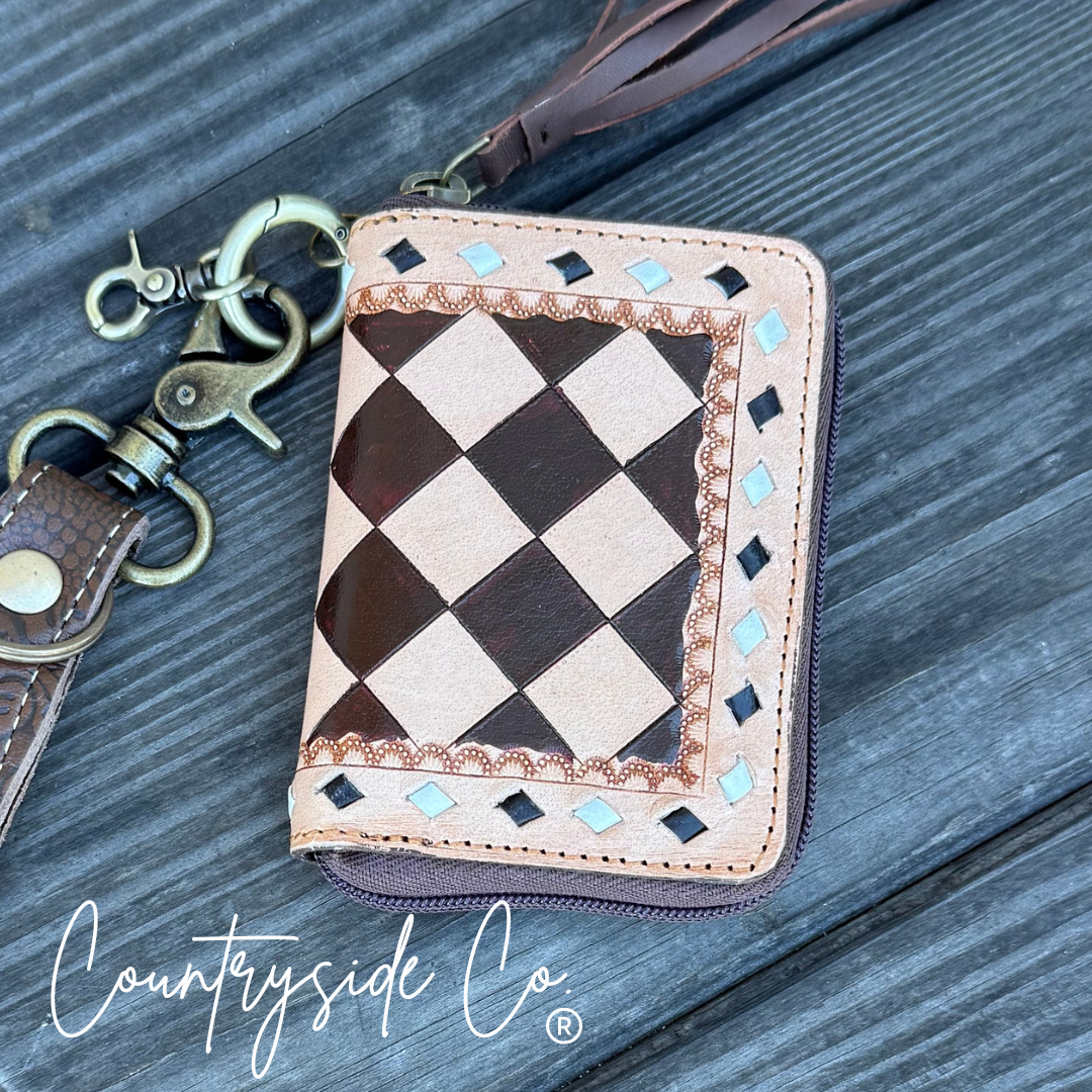 The Saddle Bum Checkered Mini Wallet Keychain