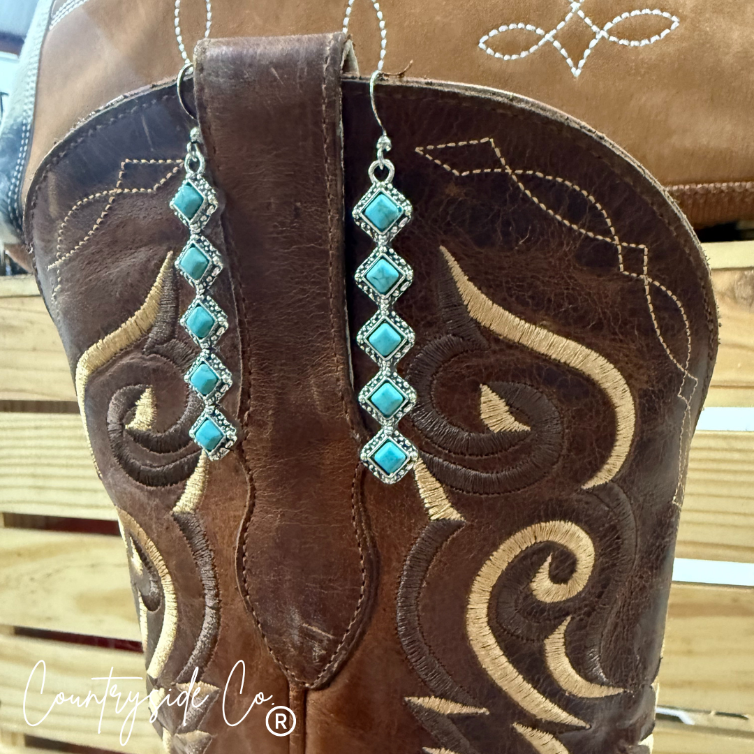 Princess Drop Earrings in Turquoise and White