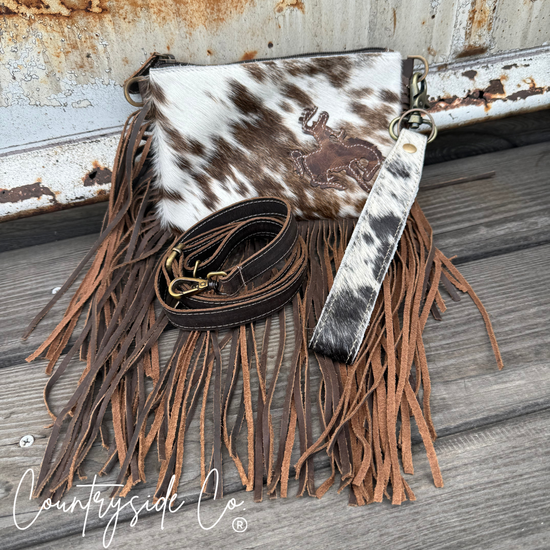 Rodeo Rider Cowhide Purse with Wristlet